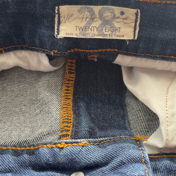 We The Free Blue patchwork Panels HI RISE Boho FLARE Stretch JEANS 28 - Picture 5 of 7